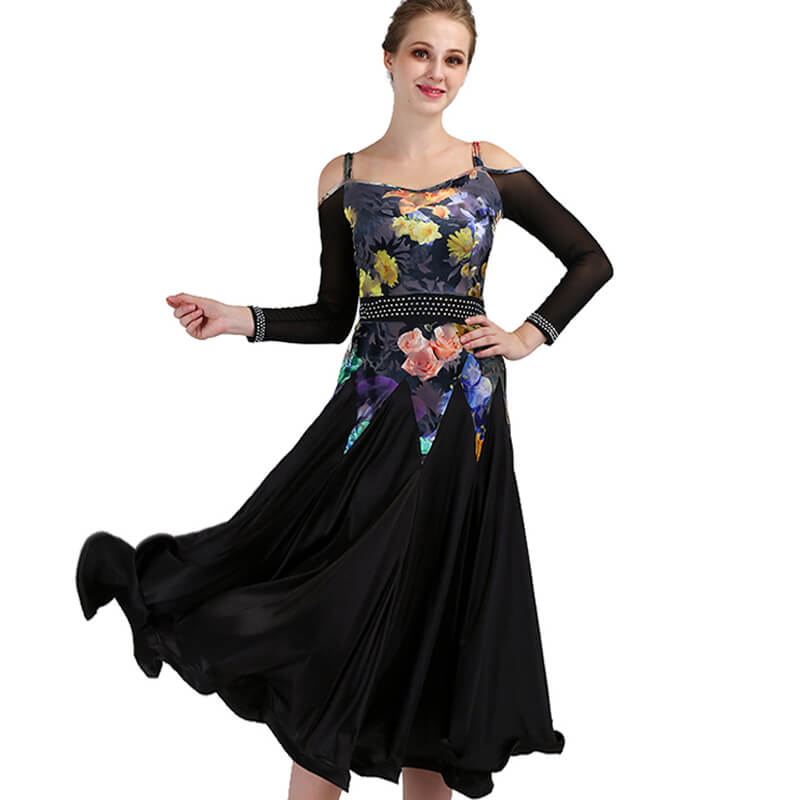Womens A-Line Maxi Spaghetti Strap Ballroom Dress with Embroidery – DANCEYM