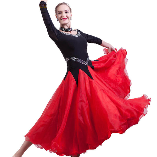 Womens A-Line Maxi Off Shoulder Ballroom Dress with Rhinestones – DANCEYM