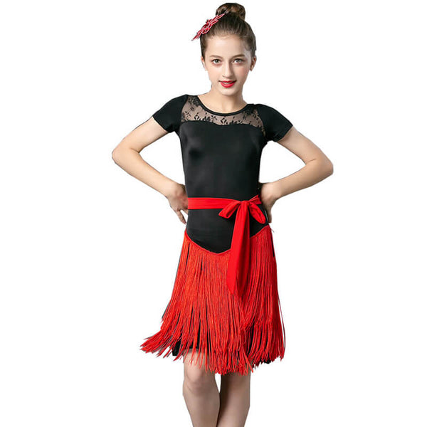 A-Line Short Latin Dress with Tassels