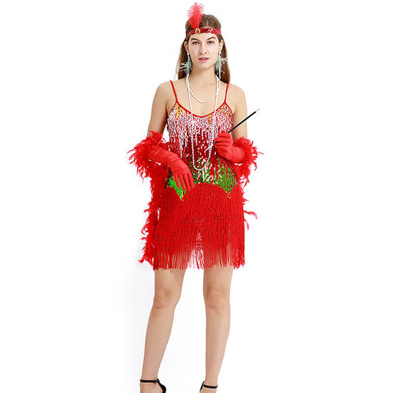 Womens A-Line Spaghetti Strap Sleeveless 1920s Dress with Tassels DANCEYM Womens A-Line Spaghetti Strap Sleeveless 1920s Dress with Tassels DANCEYM