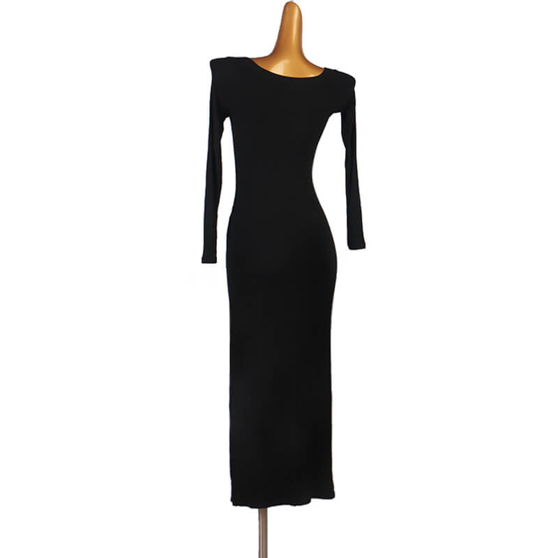 black asymmetric long sleeve split maxi dress Cosmos | Black Asymmetric Long-Sleeve Split Maxi Dress