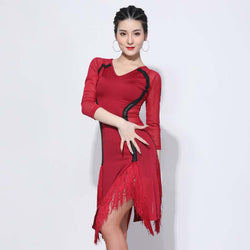 Asymmetric V Neck 3/4 Length Sleeve Dress
