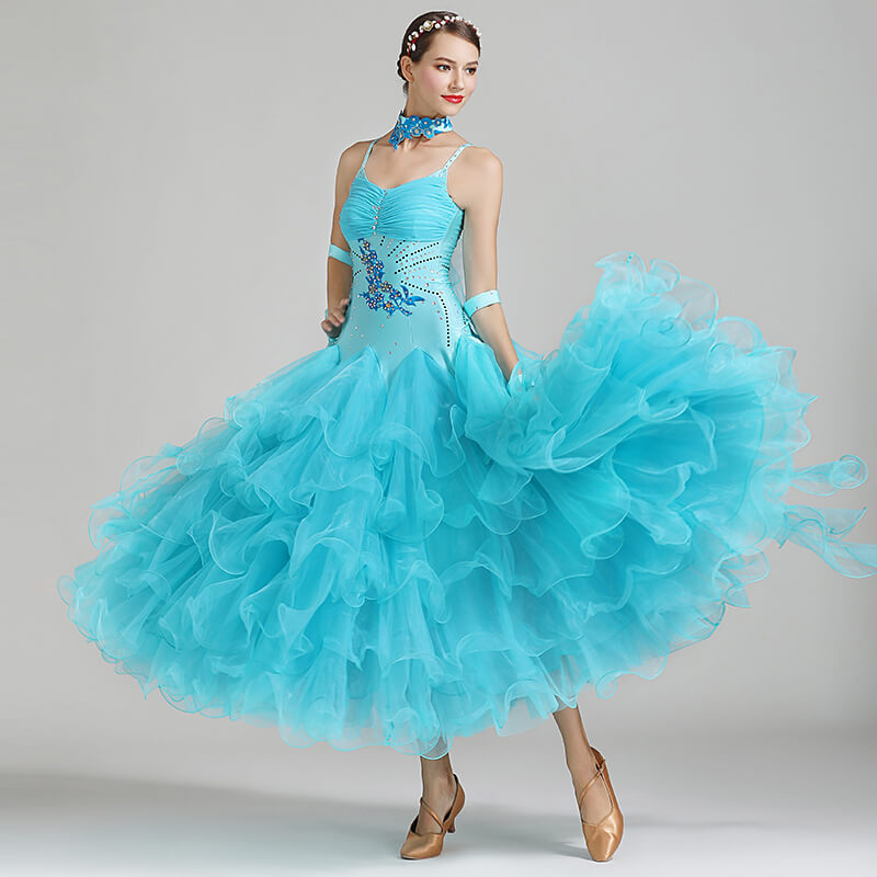 Ball Gown Long Ballroom Dress with Glitter