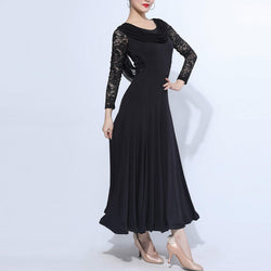 Crew Neck Long Sleeve Ballroom Dress with Lace