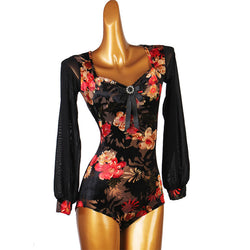 Elegant Flower Print Latin/Ballroom Leotard