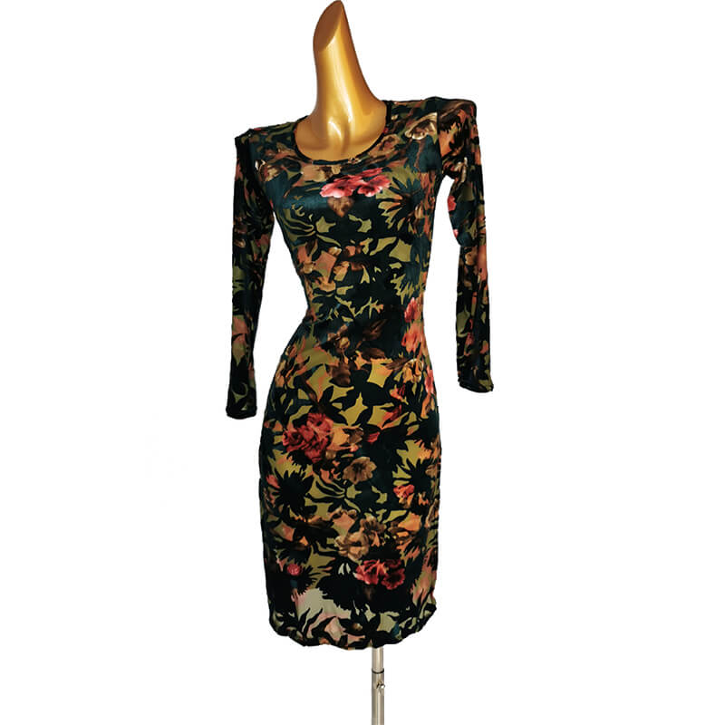 Flared Floral Print Colorful Latin Dress