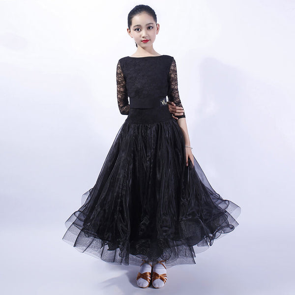 Lace Sleeve A-Line Long Dress
