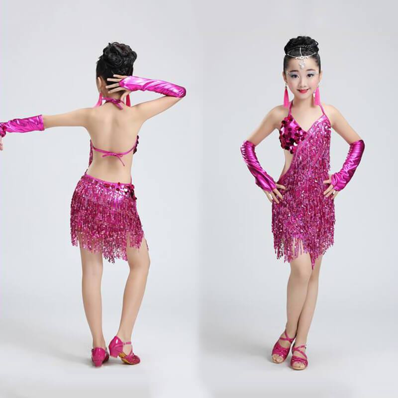 Girls Pink Latin Dress 2