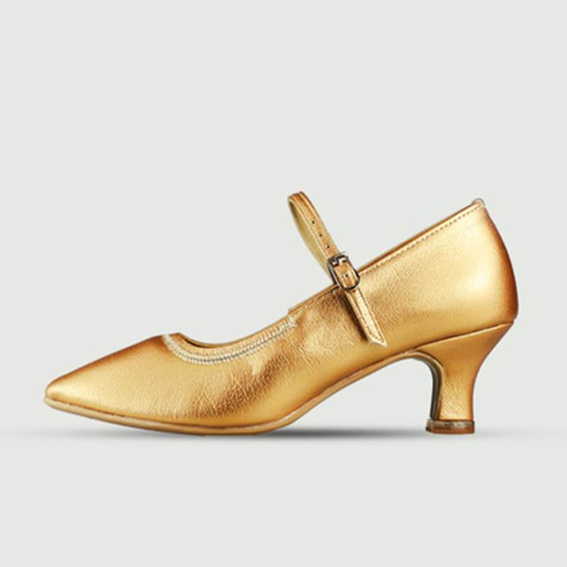 gold closed toe dress shoes Pimfylm Gold Heels For Women Women's Pumps Closed Toe Low Block Heels Strappy Buckle Pointed Toe Slingback Dress Wedding Party Shoes Gold 6