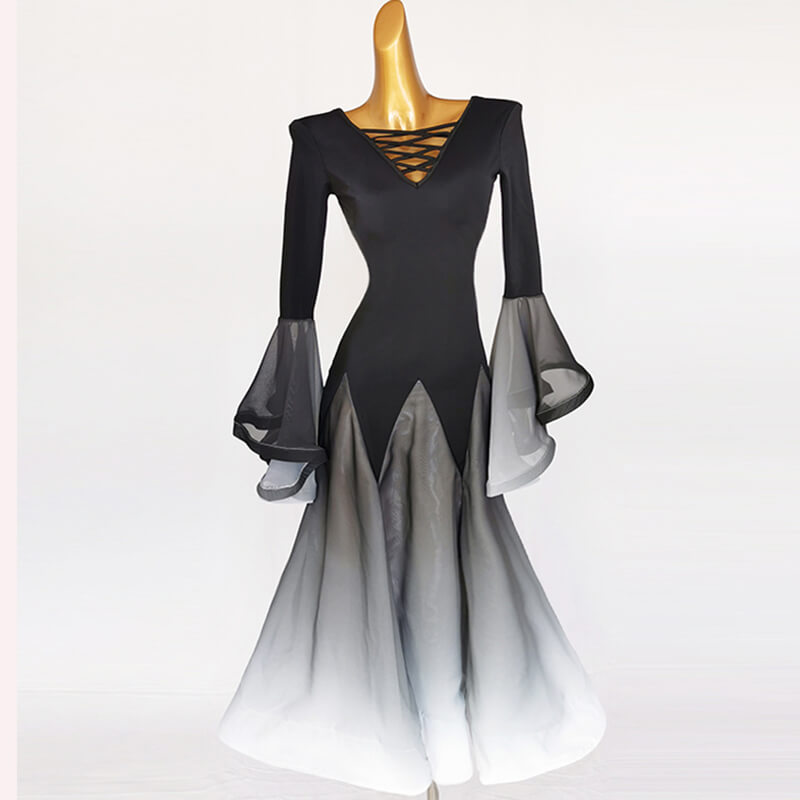 green emerald velvet dress Womens A-Line Long Gradient Batwing Sleeve Ballroom Dress – DANCEYM