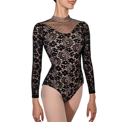 High Neck Long Sleeve Ballet Leotard with Lace