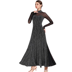 High Neck Long Sleeve Ballroom Dress with Mesh