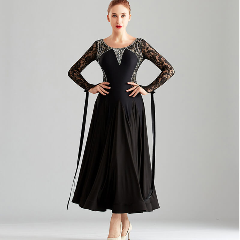 Jewelled Flare Lace Sleeve Ballroom Dress