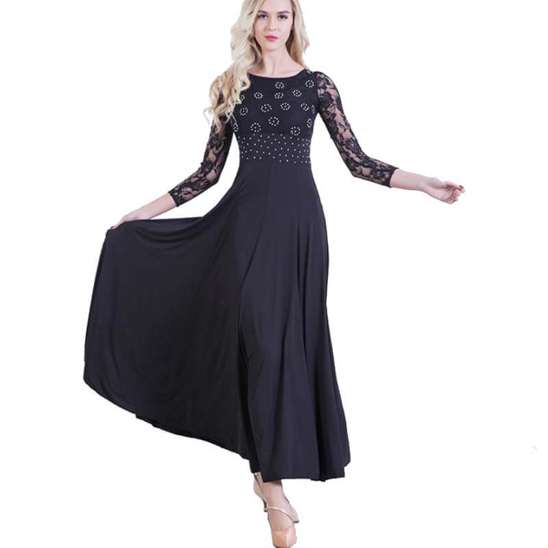 chinese dress ladies Empire Maxi Round Neck Long Sleeve Ballroom Dress – DANCEYM