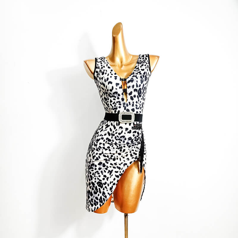 Leopard Latin Dress with Mesh