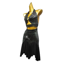 Sleeveless Latin Dress with Glitter (Top+Skirt)