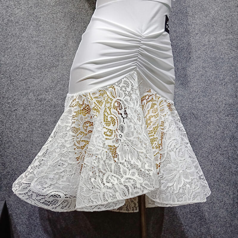 Asymmetric Knee-Length Latin Dress with Ruffles