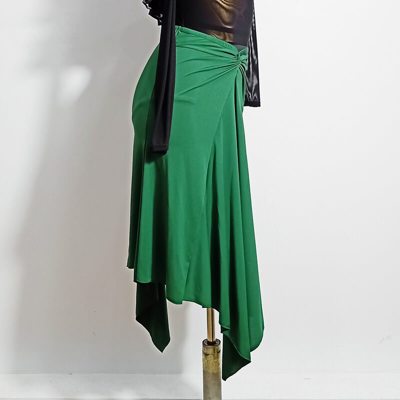 Asymmetric Calf-Length Latin Skirt