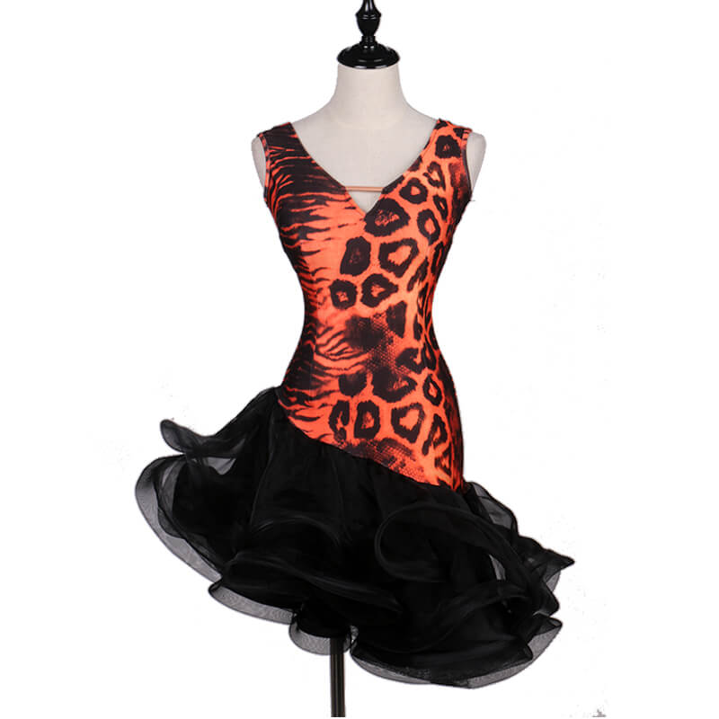 Leopard Print Patchwork Latin Dress