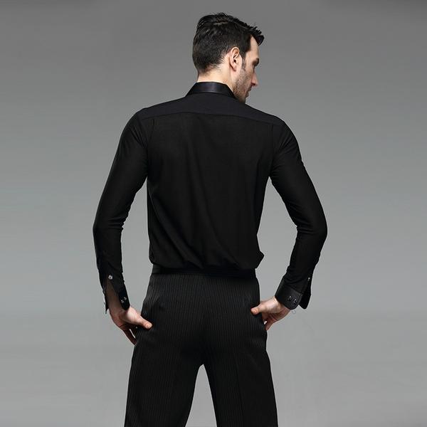 Men Ballroom Smooth Shirt-Balck-4