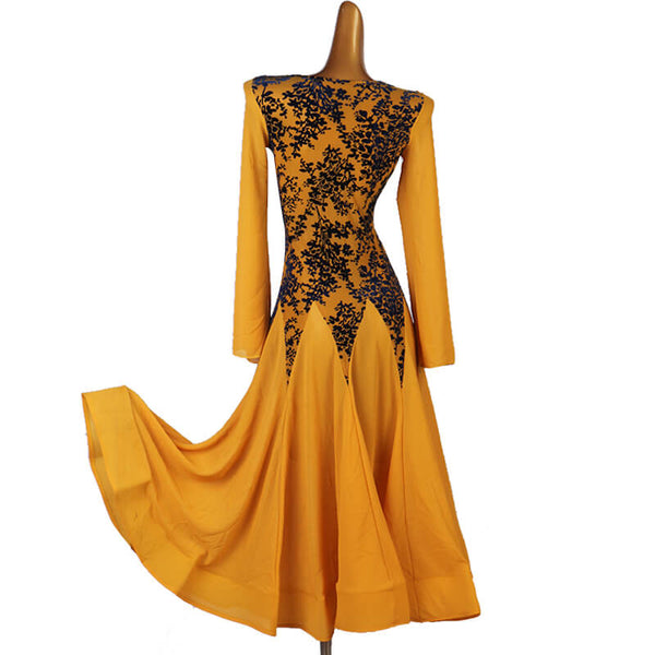 Modern Floral Embroidery Velvet Ballroom Dress