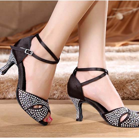 Open Toe Cross Straps Elegant Latin Shoes 2.4''/ 3.1''