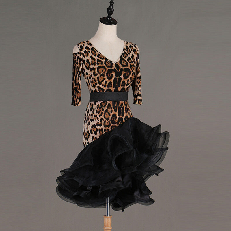 Patchwork Leopard Print Latin Dress