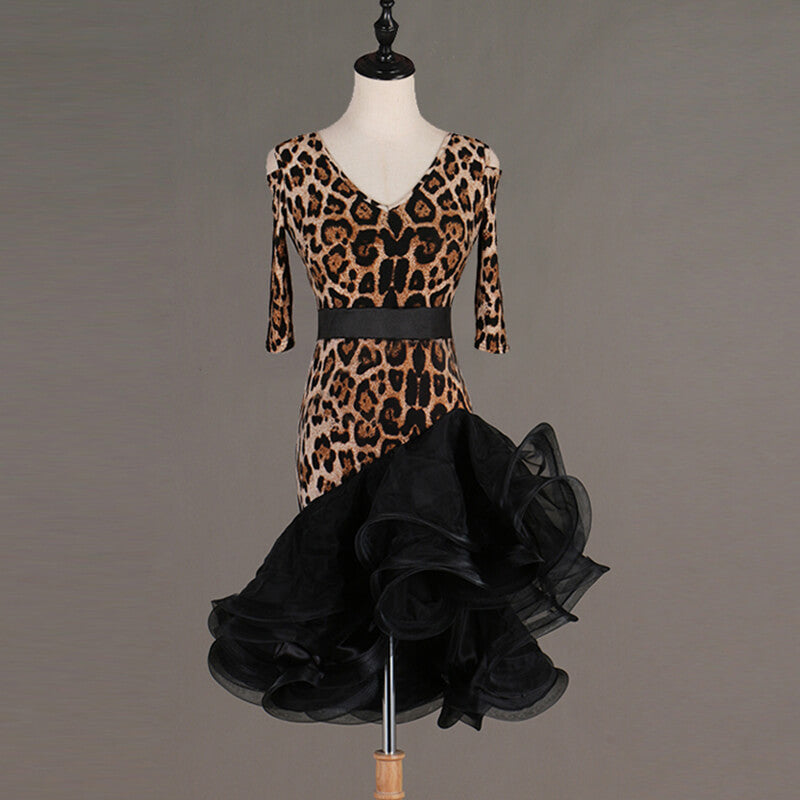 Patchwork Leopard Print Latin Dress