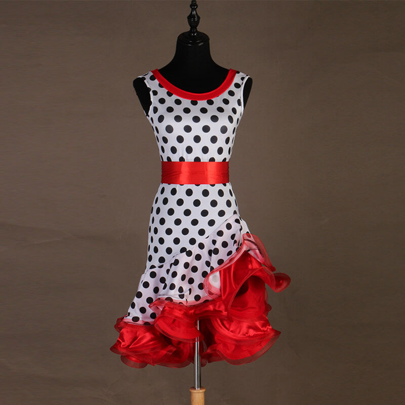Polka Dot Asymmetric Sleeveless Dress