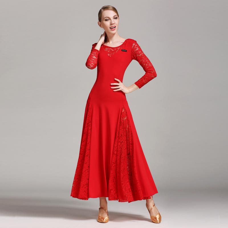 Red lace ballroom dress