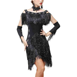 Sequin Diamond Tassel Latin Dance Dress