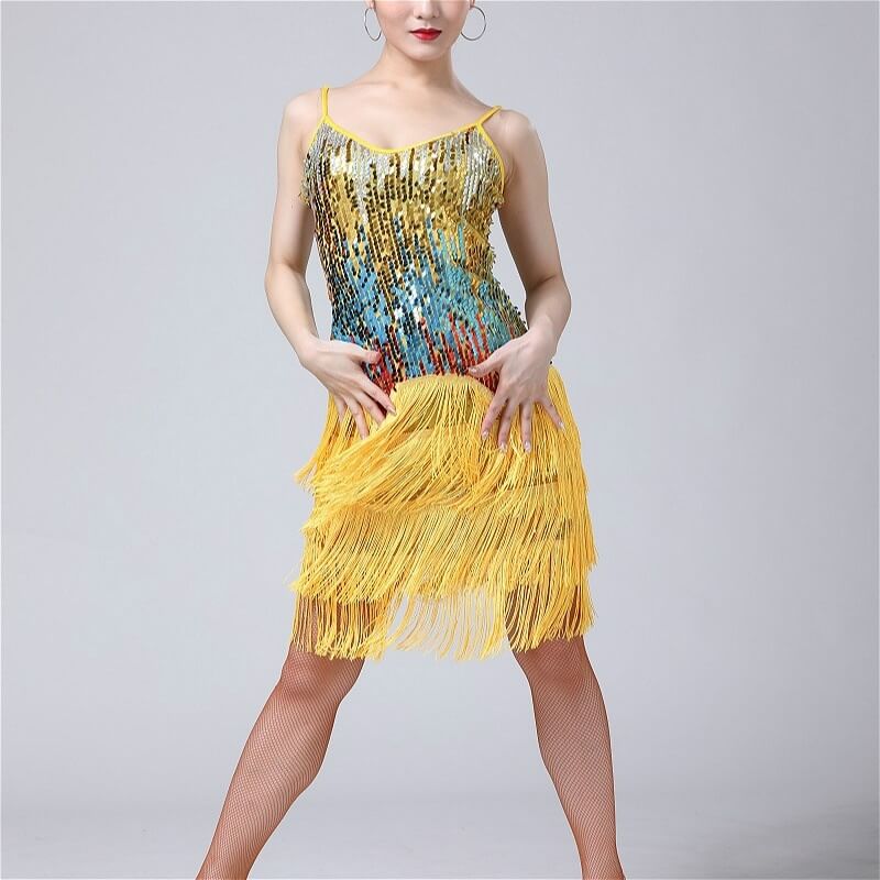 Sequin Tassel Latin Dance Dress