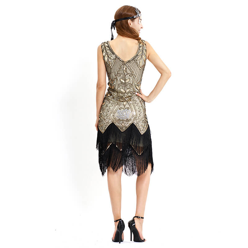 Sheath Calf-Length 1920s Dress with Tassels