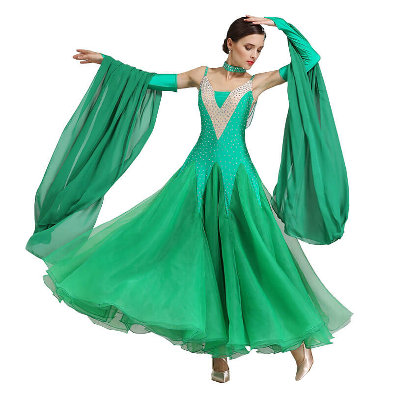 Sleeveless A-Line Maxi Ballroom Dress-Green