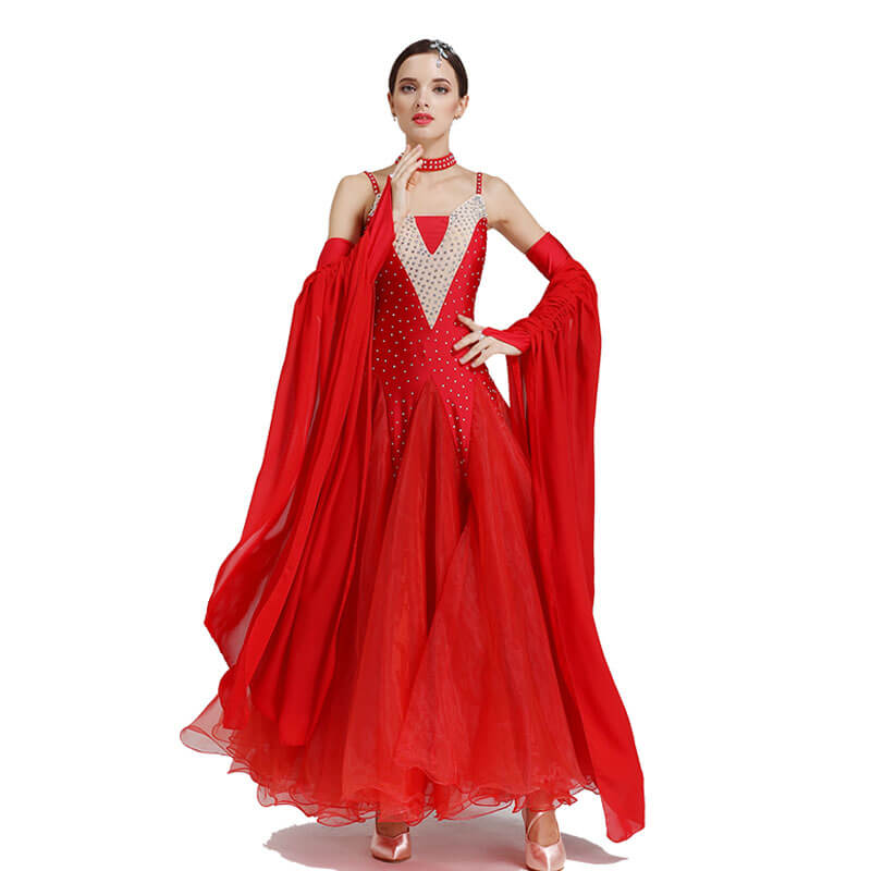 Sleeveless A-Line Maxi Ballroom Dress-Red