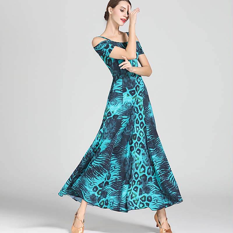 Slip Calf-Length Ballroom Dress-Blue