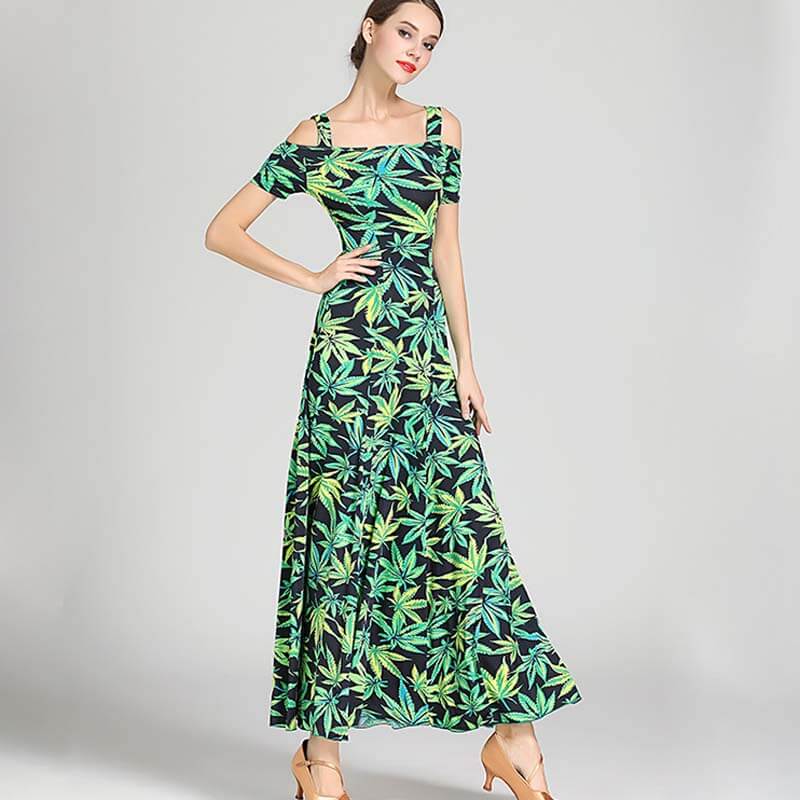 Slip Calf-Length Ballroom Dress-Green