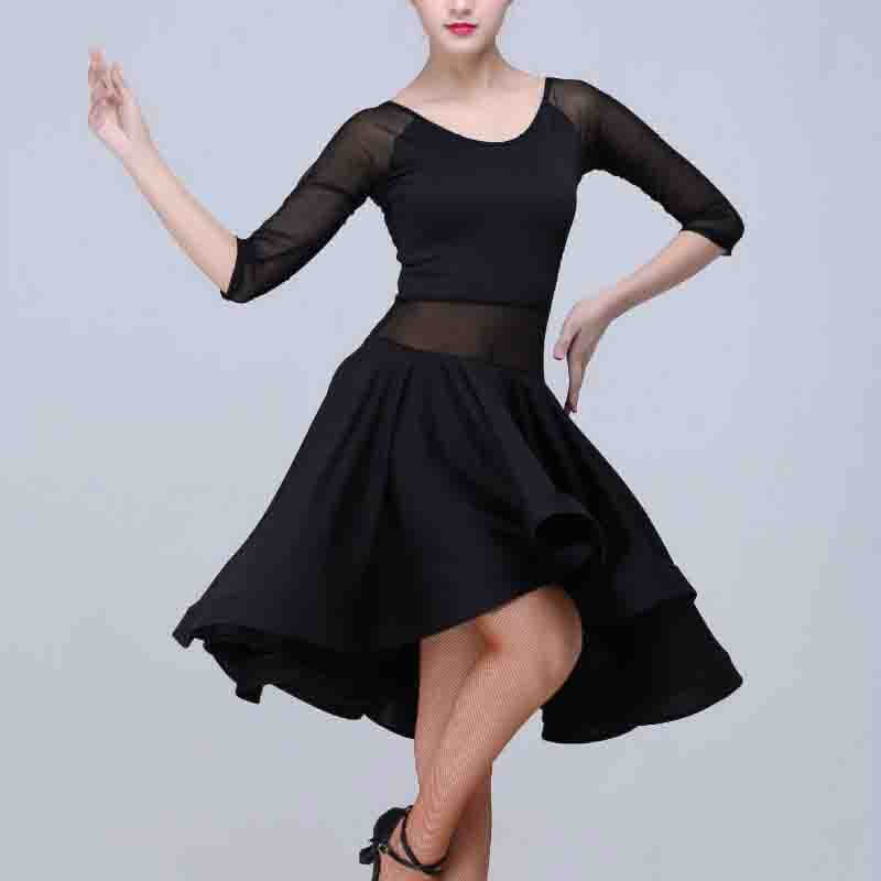 Womens A-Line Knee-Length Round Neck 3/4 Length Sleeve Latin Dress DANCEYM Womens A-Line Knee-Length Round Neck 3/4 Length Sleeve Latin Dress DANCEYM