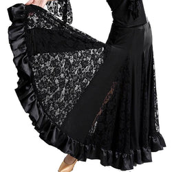 Swing Lace Ballroom Dance Skirt-Black