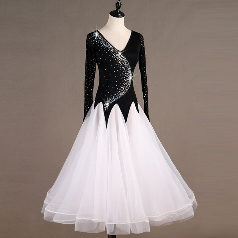 Swing Long Sleeve Ballroom Dress with Beading