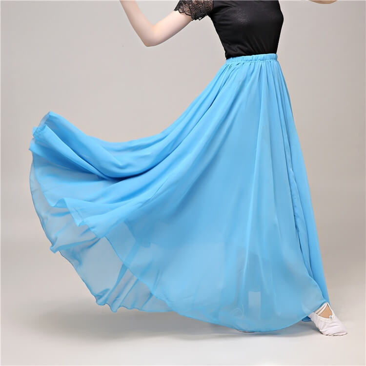 Swing Maxi Feminine Contemporary Skirt-Blue