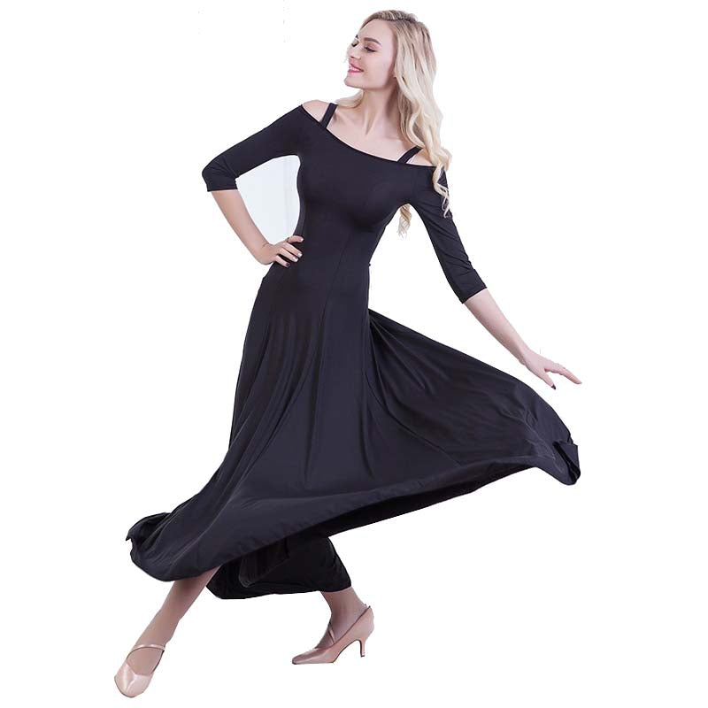 Womens A-Line Maxi Off Shoulder 3/4 Length Sleeve Ballroom Dress DANCEYM Womens A-Line Maxi Off Shoulder 3/4 Length Sleeve Ballroom Dress DANCEYM