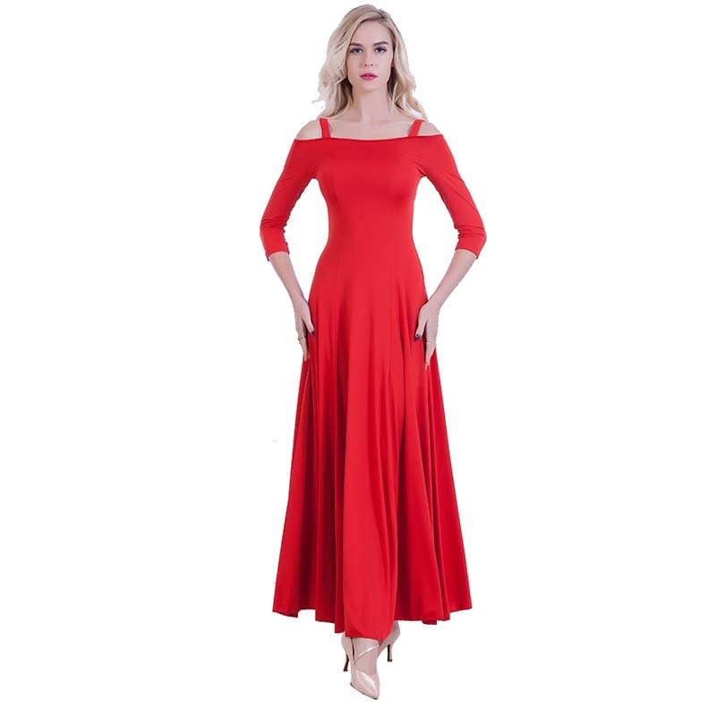 Womens A-Line Maxi Off Shoulder 3/4 Length Sleeve Ballroom Dress DANCEYM Womens A-Line Maxi Off Shoulder 3/4 Length Sleeve Ballroom Dress DANCEYM