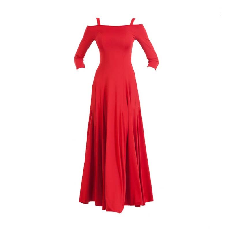 Womens A-Line Maxi Off Shoulder 3/4 Length Sleeve Ballroom Dress – DANCEYM