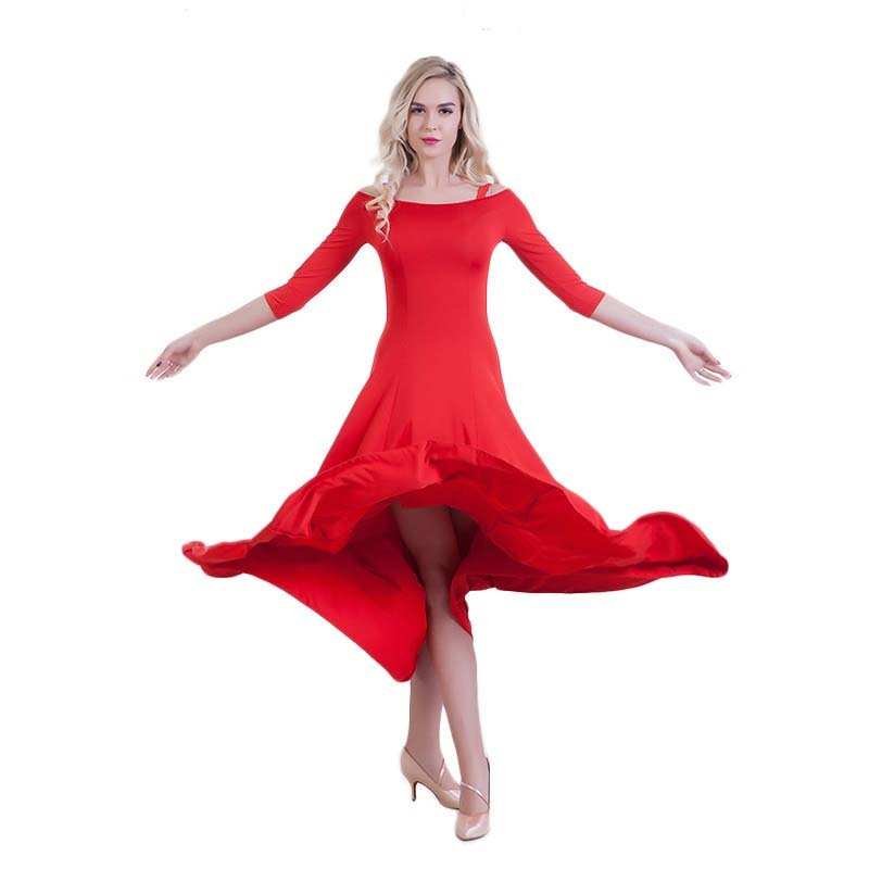 Swing Practice Ballroom Dance Dress-Red2