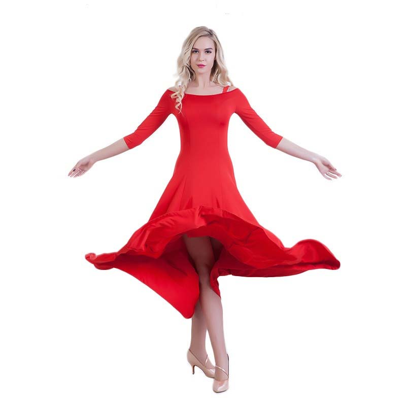 Womens A-Line Maxi Off Shoulder 3/4 Length Sleeve Ballroom Dress – DANCEYM
