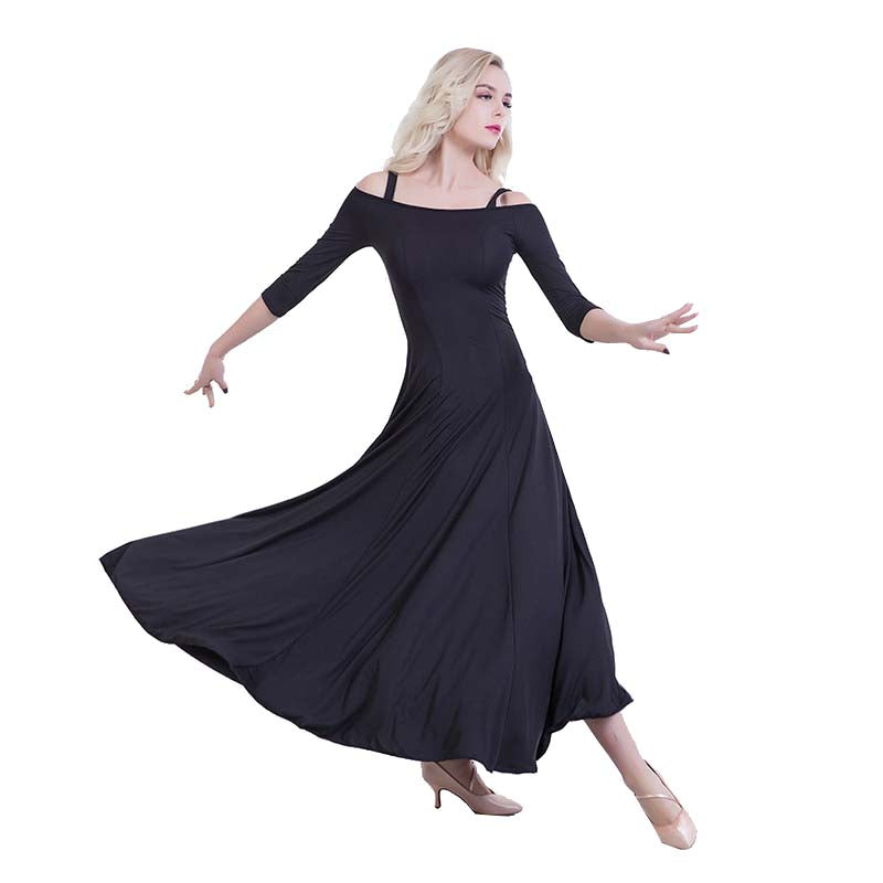 Womens A-Line Maxi Off Shoulder 3/4 Length Sleeve Ballroom Dress DANCEYM Womens A-Line Maxi Off Shoulder 3/4 Length Sleeve Ballroom Dress DANCEYM