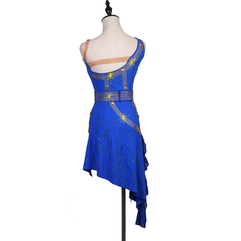 V-Neck Knee-Length Latin Dress with Belt