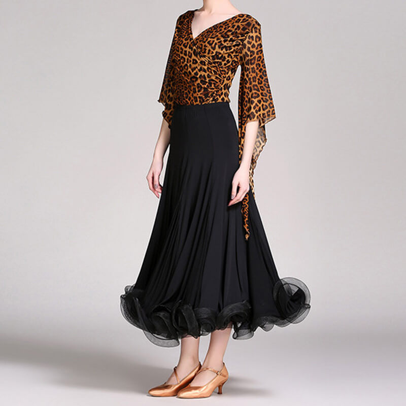 V Neck Butterfly Sleeve Ballroom Dress (Top+Skirt)