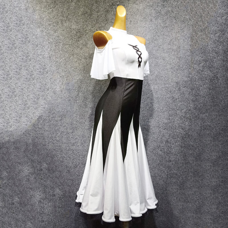 Halter Neck Half Sleeve Ballroom Dress with Drawstring